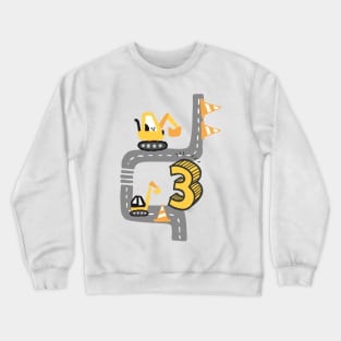 three year old excavator birthday outfit for cool guys Crewneck Sweatshirt